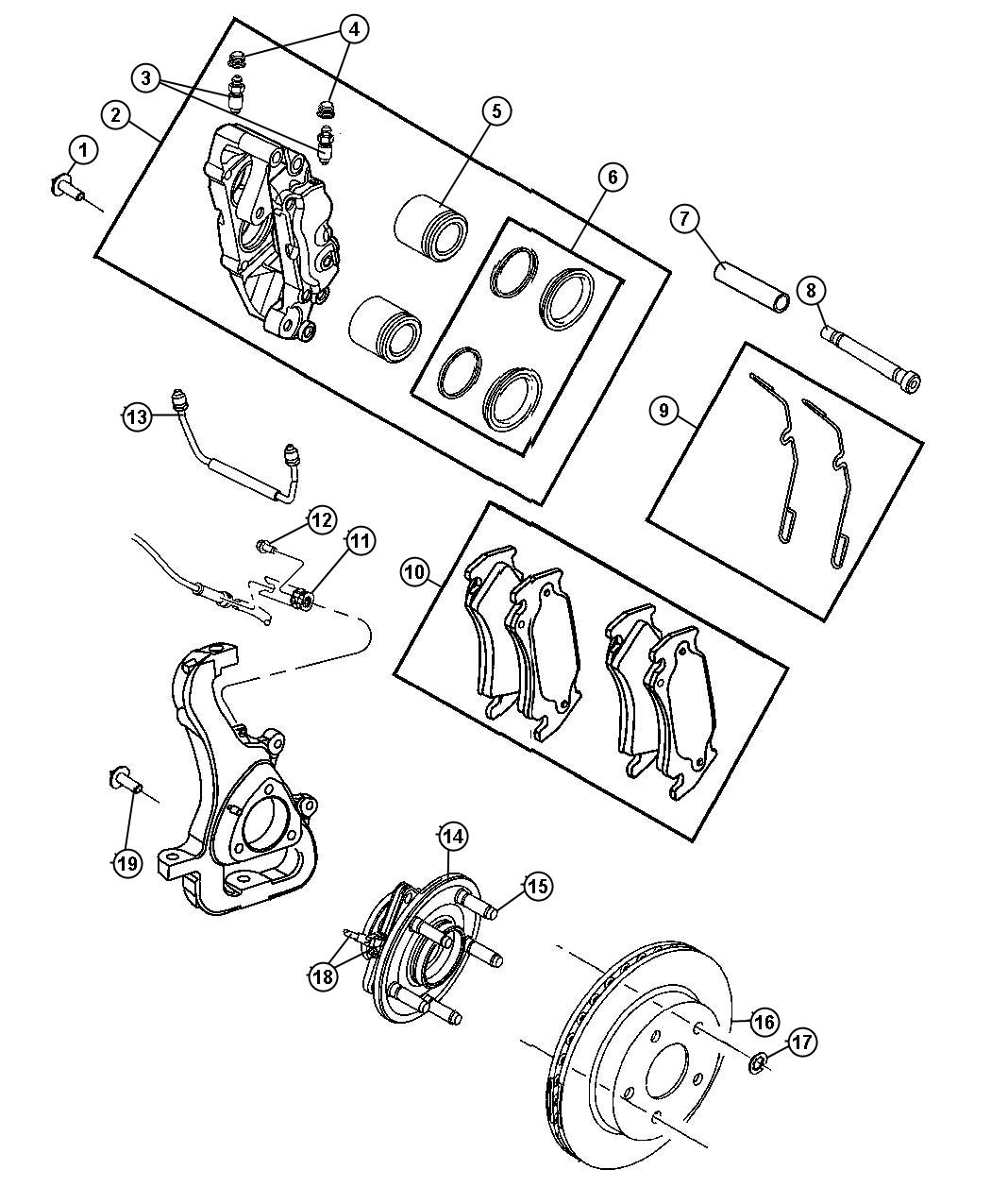 Brakes,Front,DR 1 SRT-10 With [Brakes- Anti-Lock 4-Wheel Disc, Perf]. Diagram