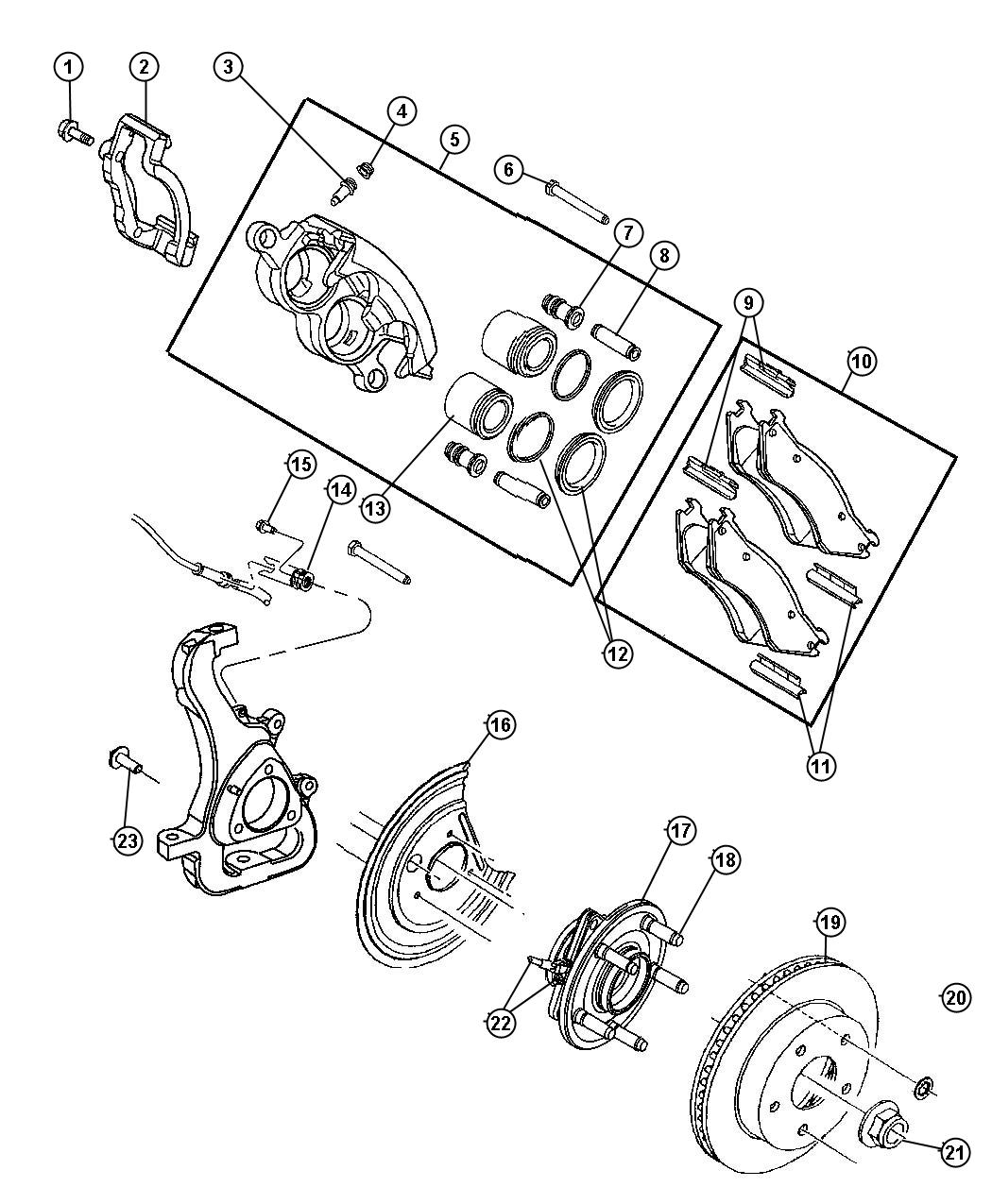 Brakes,Front,DR 1,6 With [[4 WHEEL DISC RR ANTI-LOCK BRAKES,Brakes - Anti-Lock 4-Wheel Disc]]. Diagram