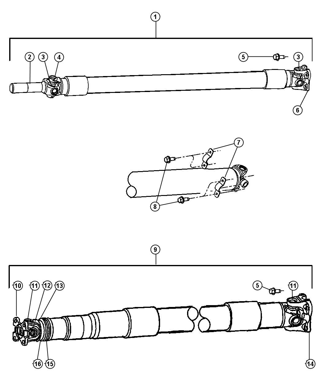 Diagram Shaft,Propeller,Rear,1 Piece,Body 41,61,62 DR 1,6. for your 2005 Dodge Ram 1500   