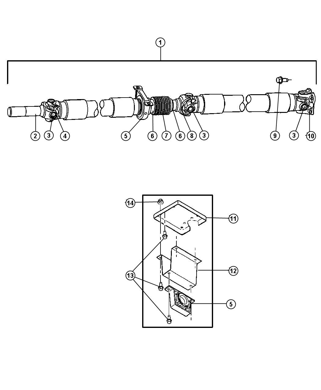 Diagram Shaft,Propeller,Rear,2 Piece,Body 42,DR 6. for your 2005 Dodge Ram 1500   