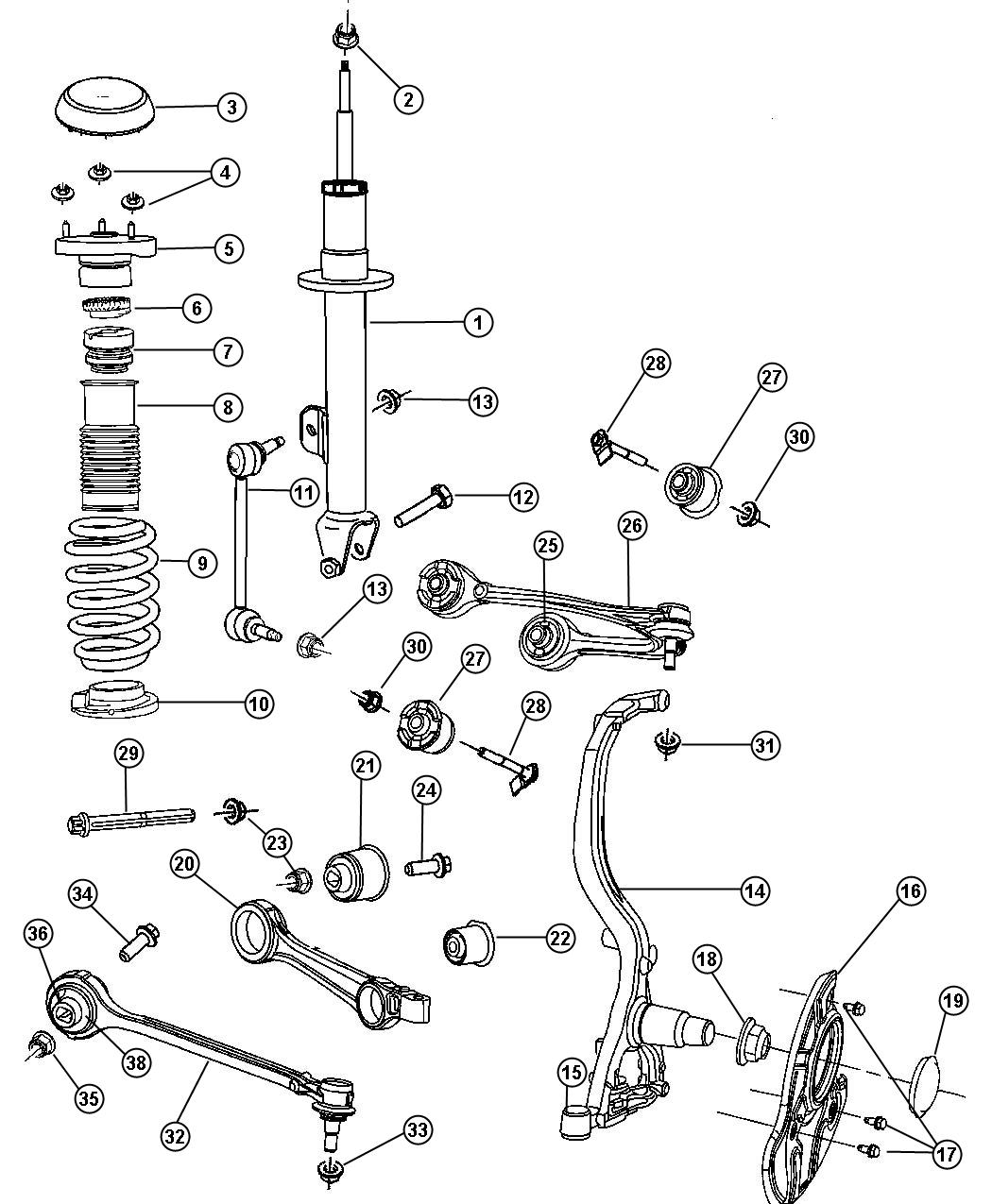 Diagram Suspension, Front-[RWD]. for your 2016 Dodge Dart   