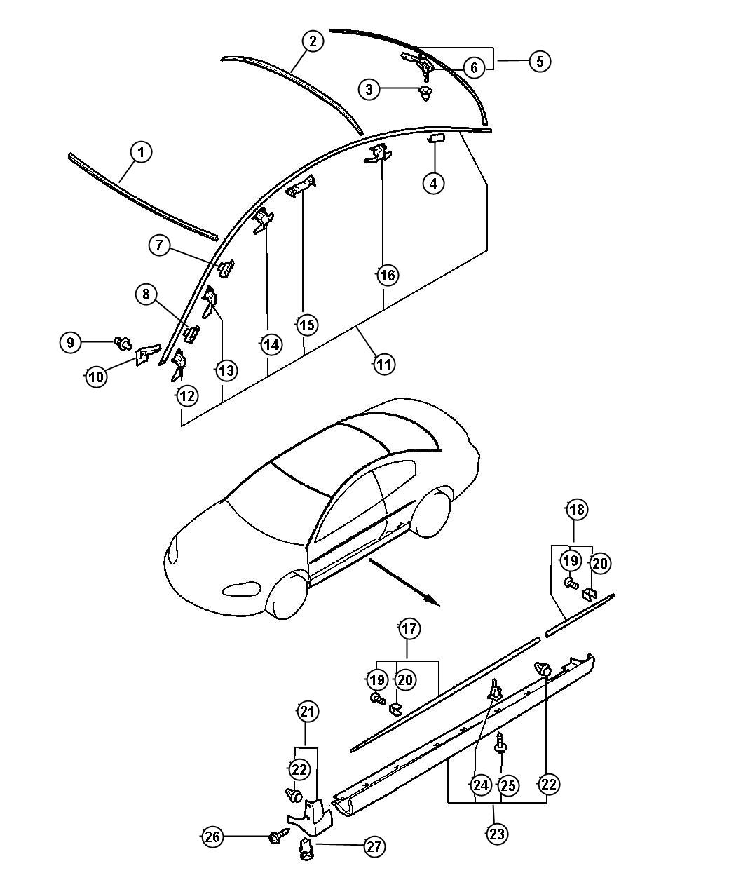 Diagram Moldings - Dodge. for your Dodge