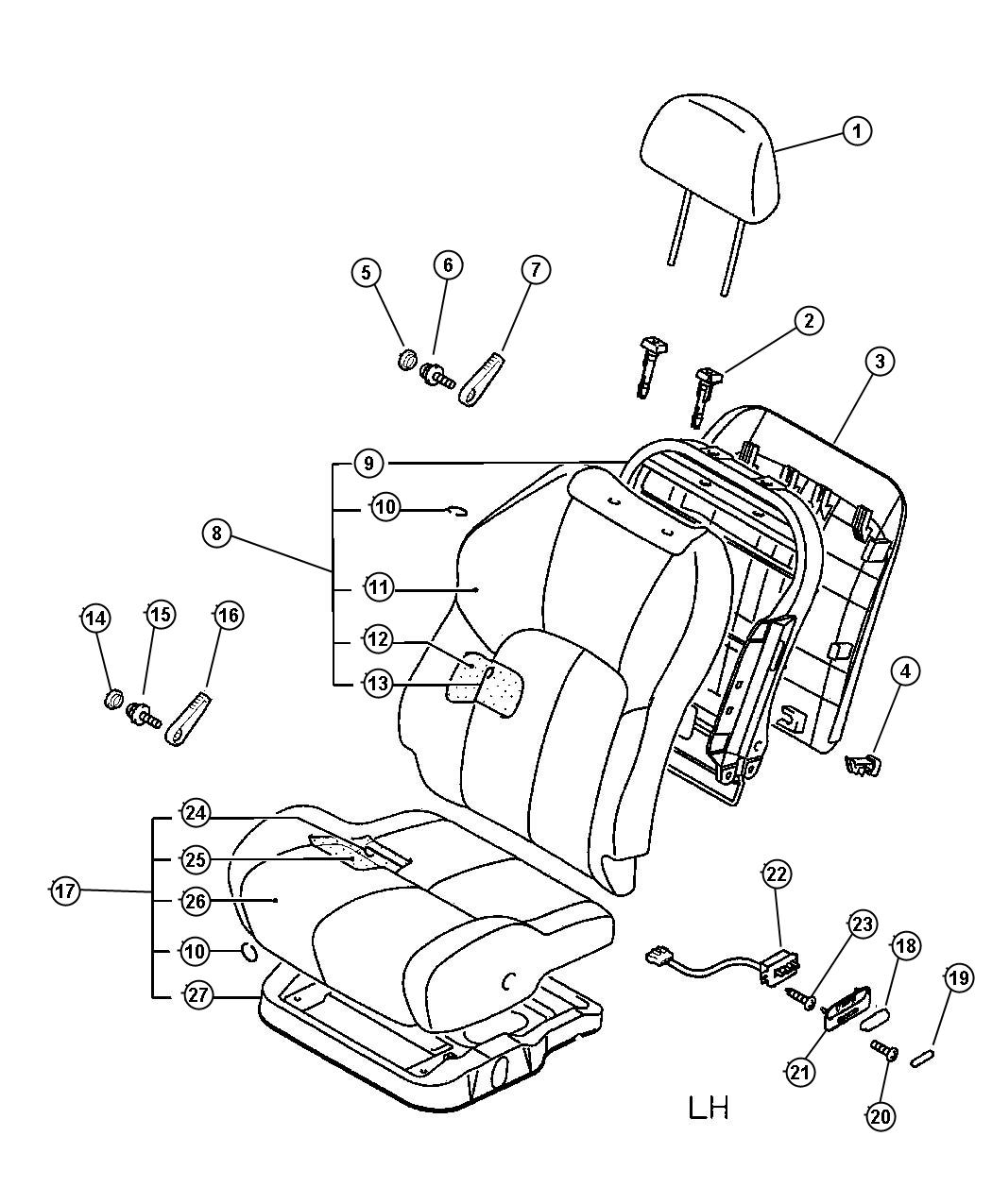 Diagram Front Seat - Left. for your Chrysler 300 M 