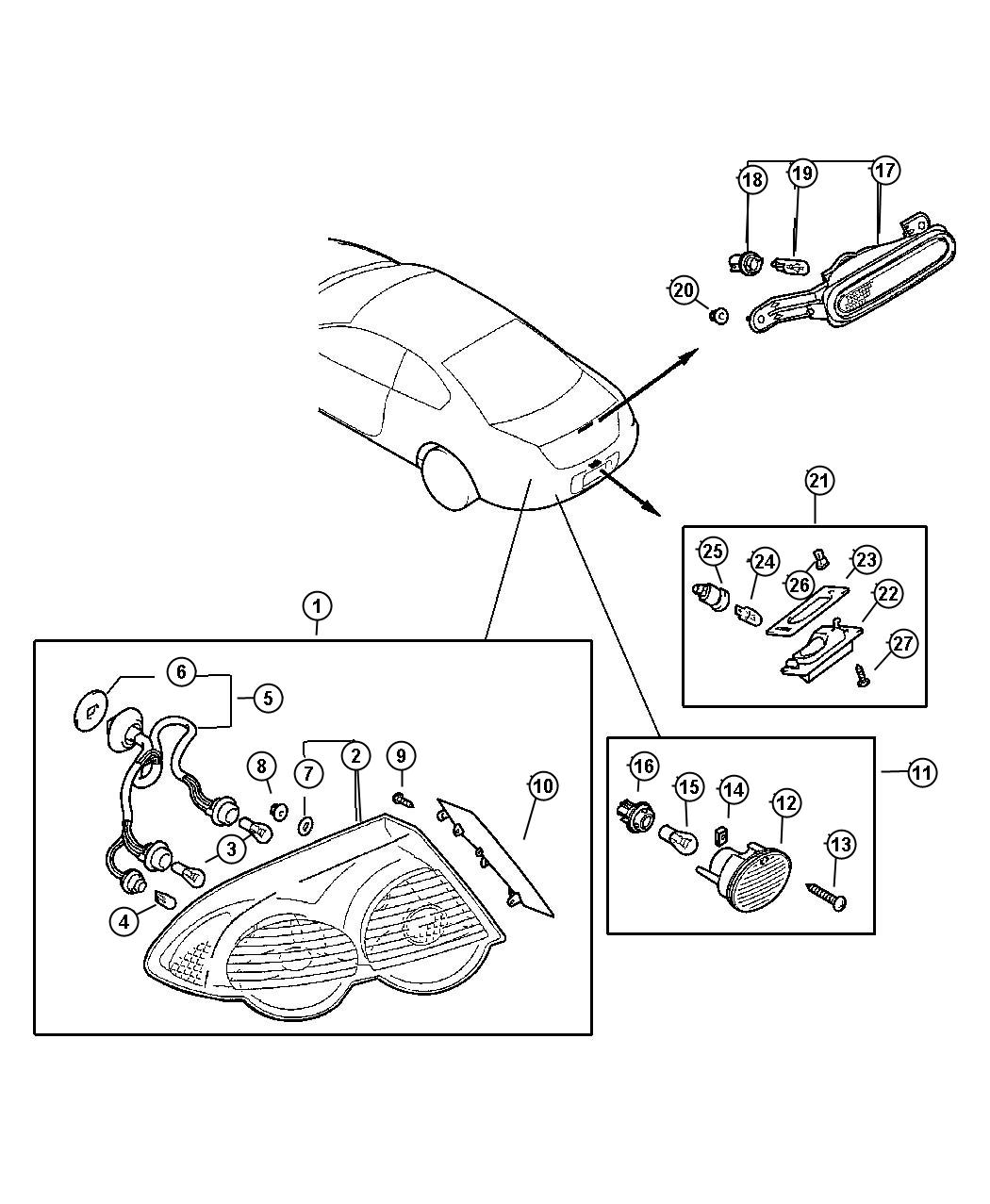 Diagram Lamps - Rear Dodge. for your Chrysler 300  M