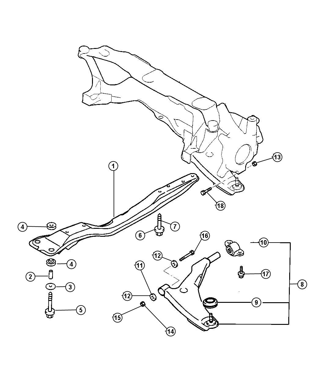 Diagram Front Suspension Arm and Related Parts. for your Chrysler