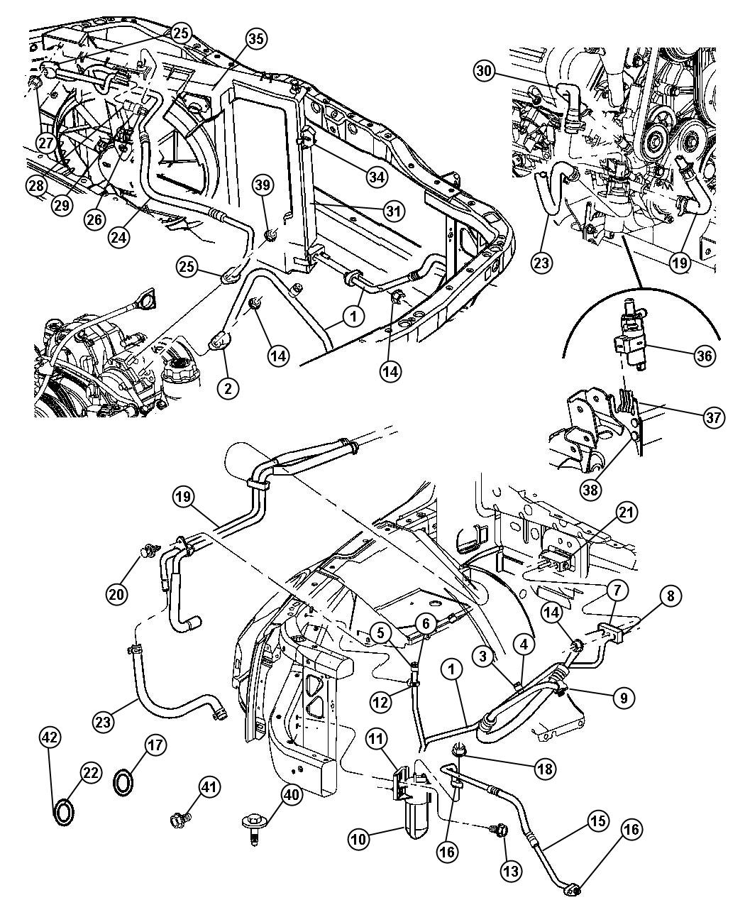 Dodge Durango Fan module, shroud. Condenser, condenser - 52029175AF ...