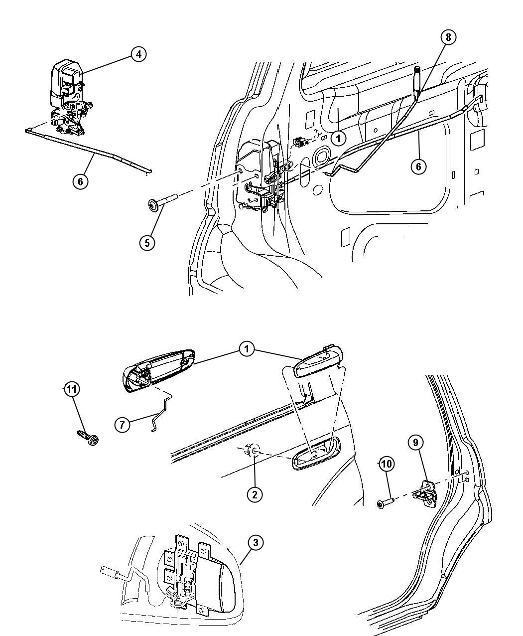 Door, Rear Lock And Controls. Diagram