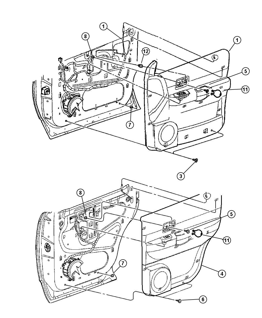 Diagram Door Trim Panels. for your Dodge