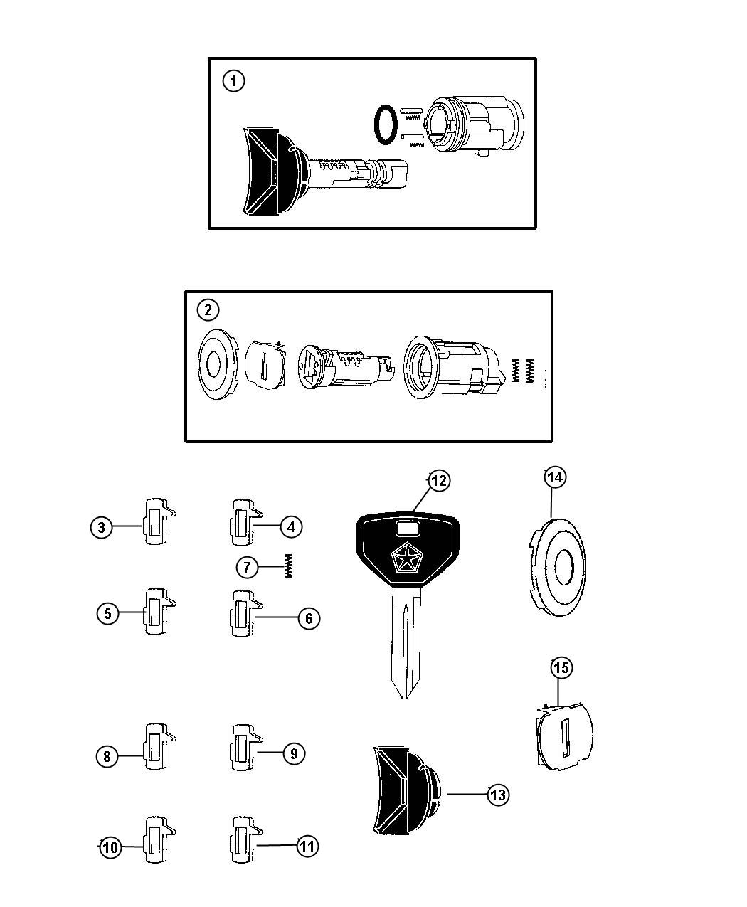 Diagram Lock Cylinders and Components. for your Dodge Charger  