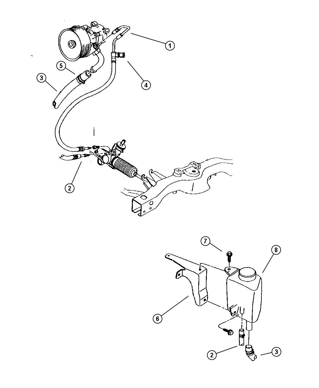 Hoses, Power Steering 2.5L EP0. Diagram