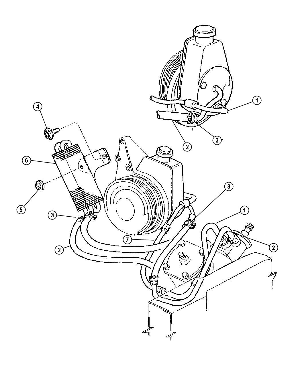 Diagram Hoses, Power Steering 3.9L EH0. for your Dodge