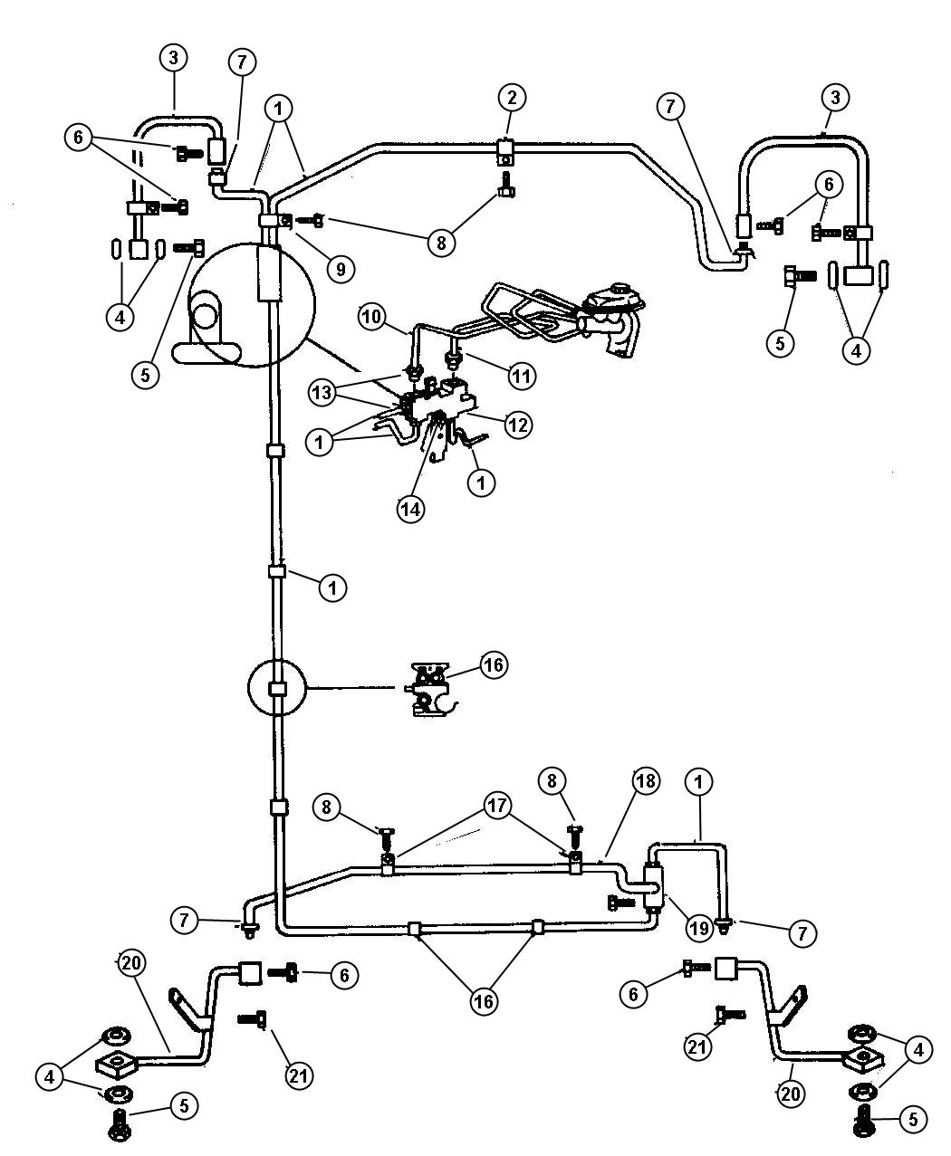 Diagram Lines And Hoses, Brake. for your Dodge Dakota  