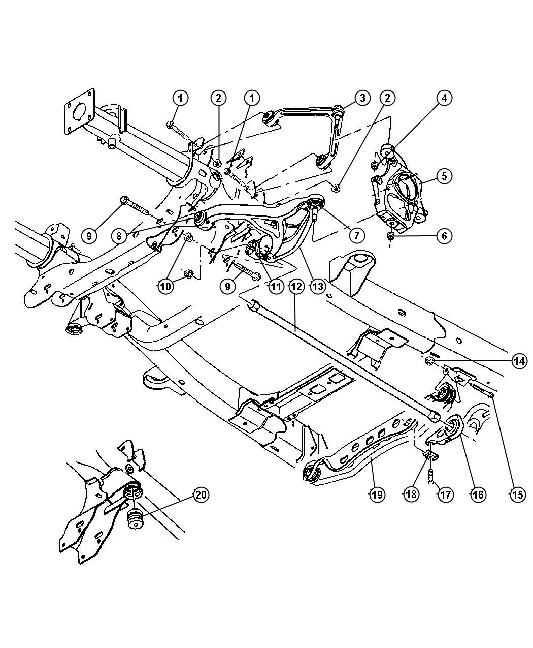 Diagram Suspension, Control Arms, Knuckle, Torsion Bar. for your Chrysler 200  