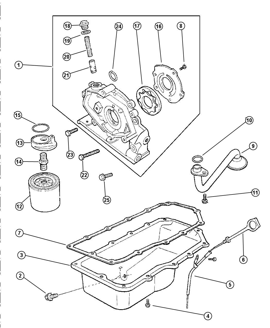 Diagram Engine Oiling 2.0L 4 - Cyl SOHC (ECB). for your 2000 Chrysler 300 M  