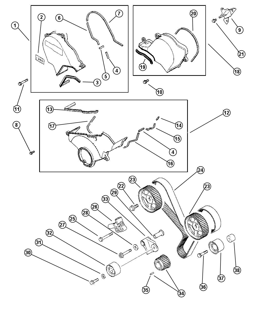 Diagram Timing Belt and Cover 2.5L V - 6 SOHC (EEB). for your Chrysler