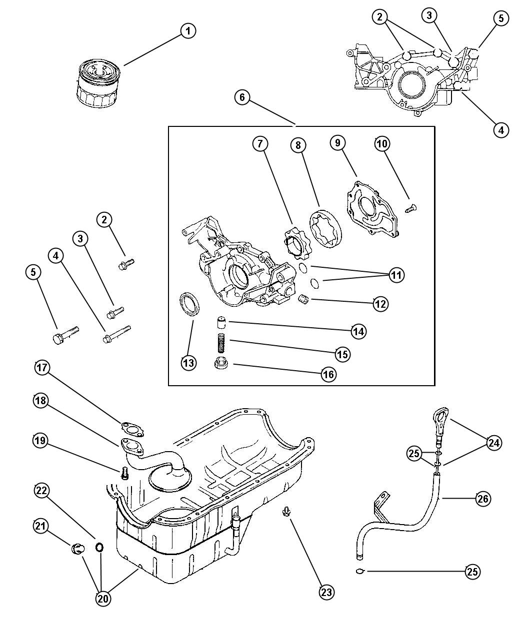 Engine Oiling 2.5L V - 6 SOHC (EEB). Diagram