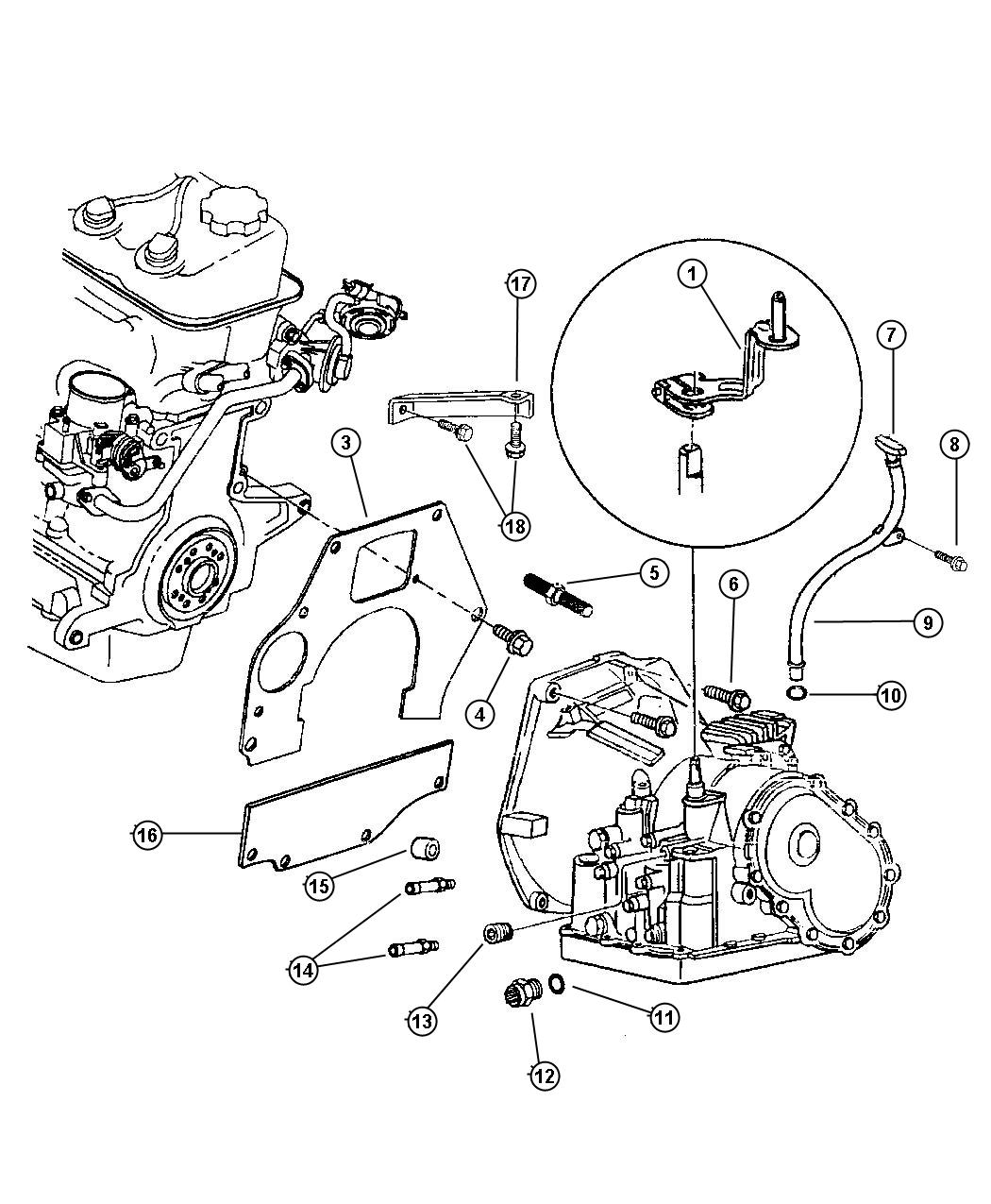 Diagram Transaxle Mounting and Misc. Parts. for your 2002 Chrysler PT Cruiser   