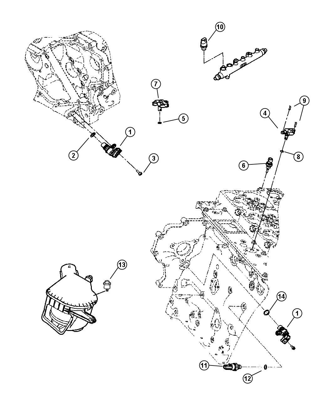 Diagram Sensors, Engine Diesel. for your 2004 Ram 2500   