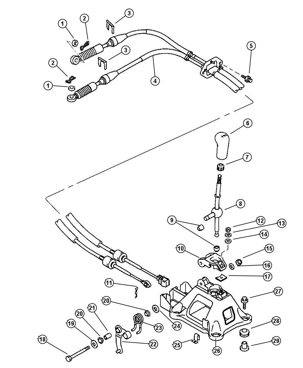 Diagram Gear Shift Controls and Cables. for your Dodge Stratus  