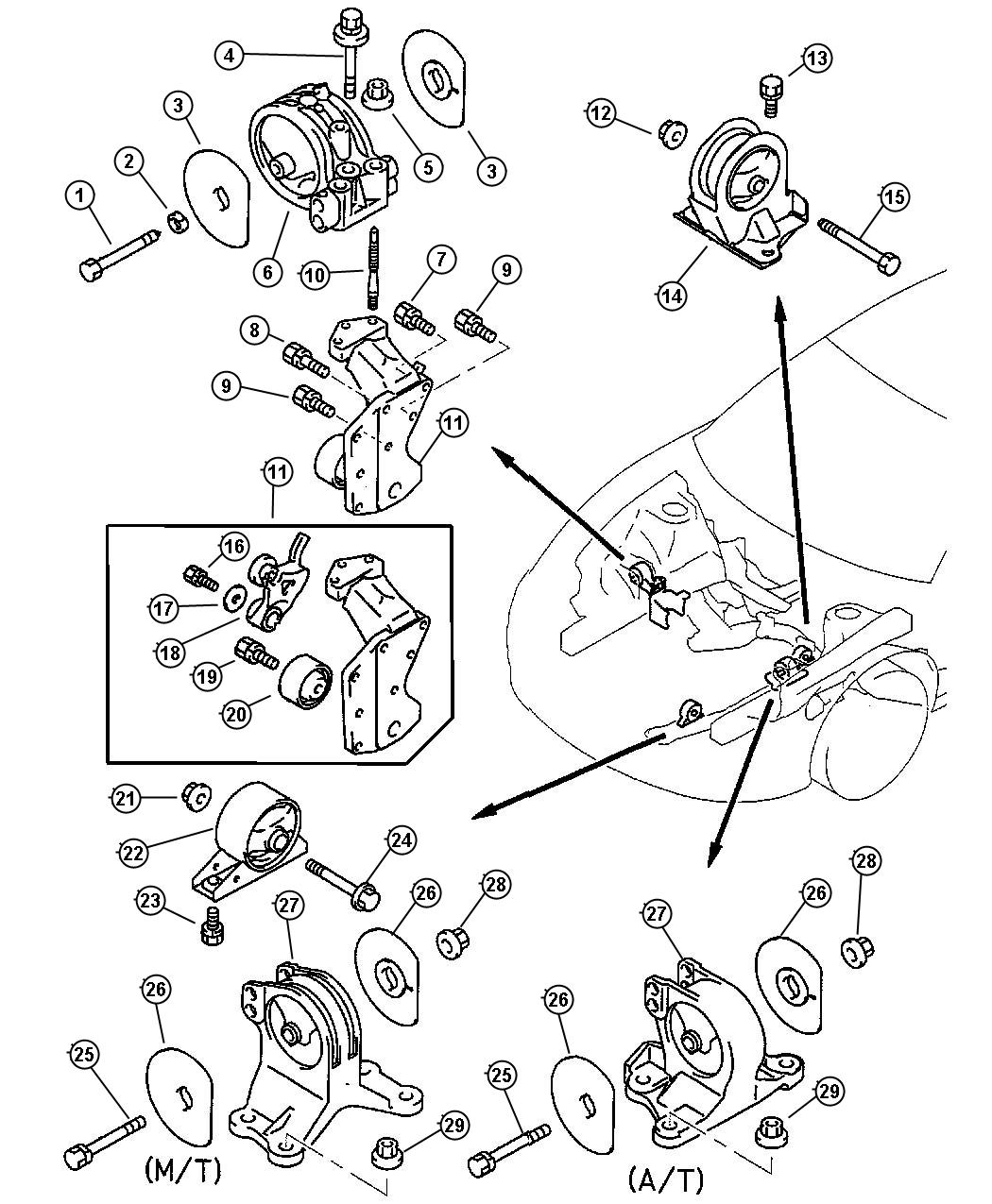 Mounting, Engine. Diagram