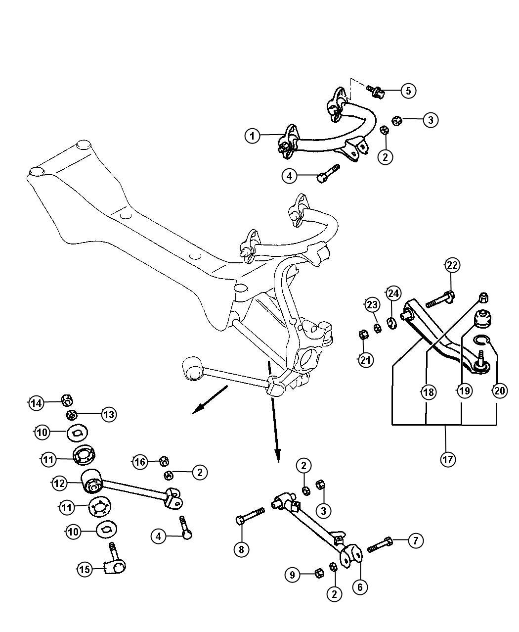 Rear Suspension Arm and Related Parts. Diagram