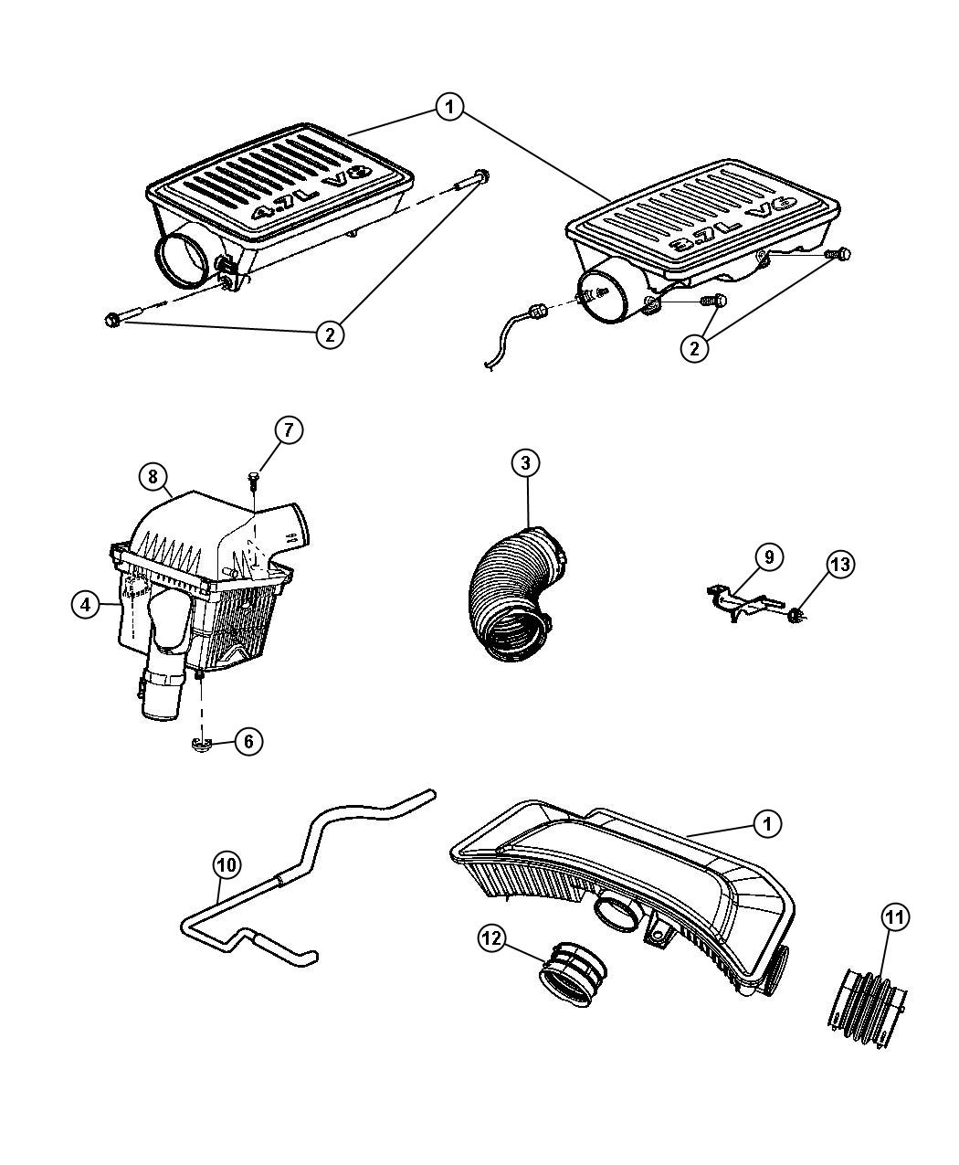 Diagram Air Cleaner. for your Jeep Grand Cherokee  