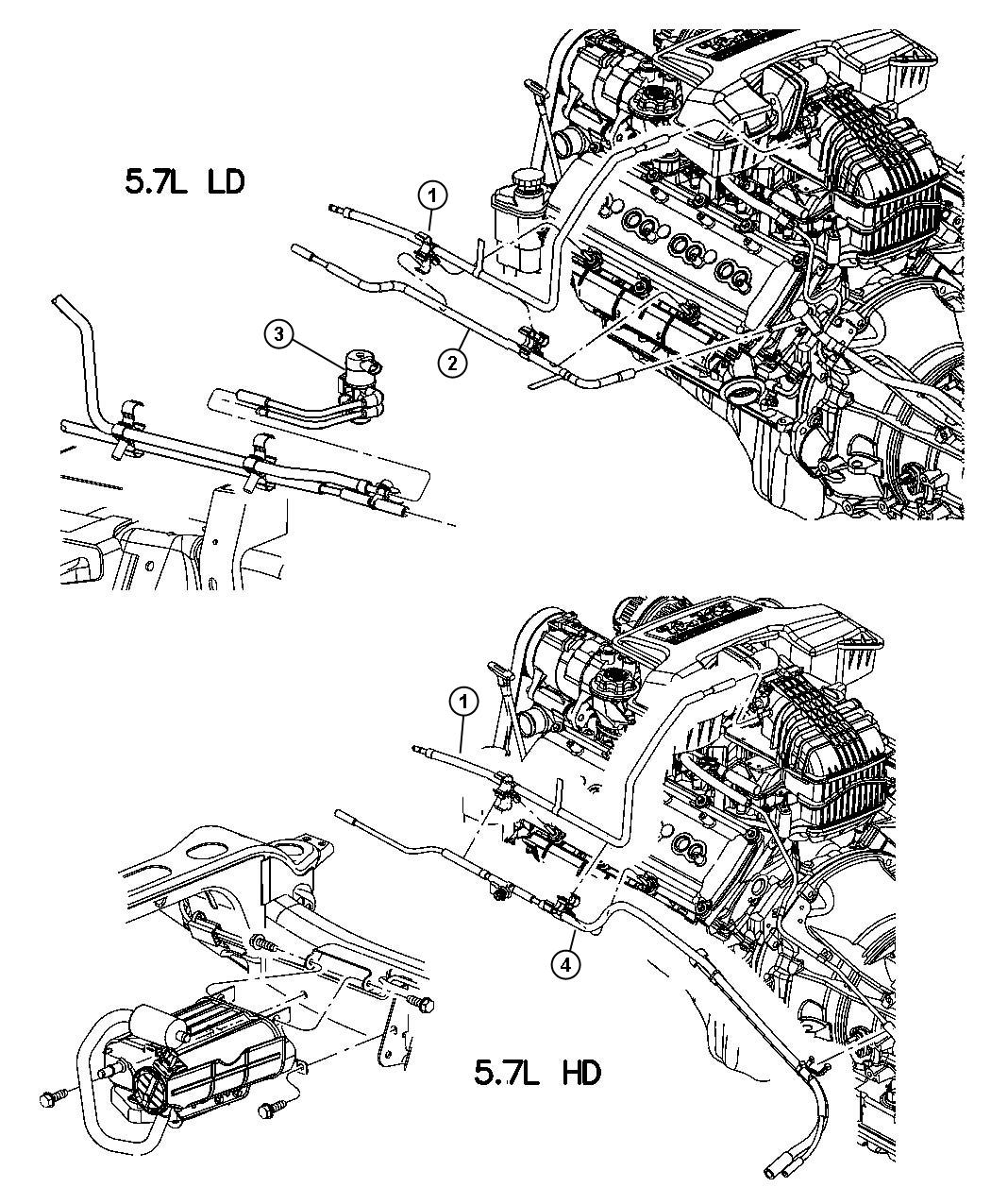 Emission Control Vaccum Harness 5.7L. Diagram