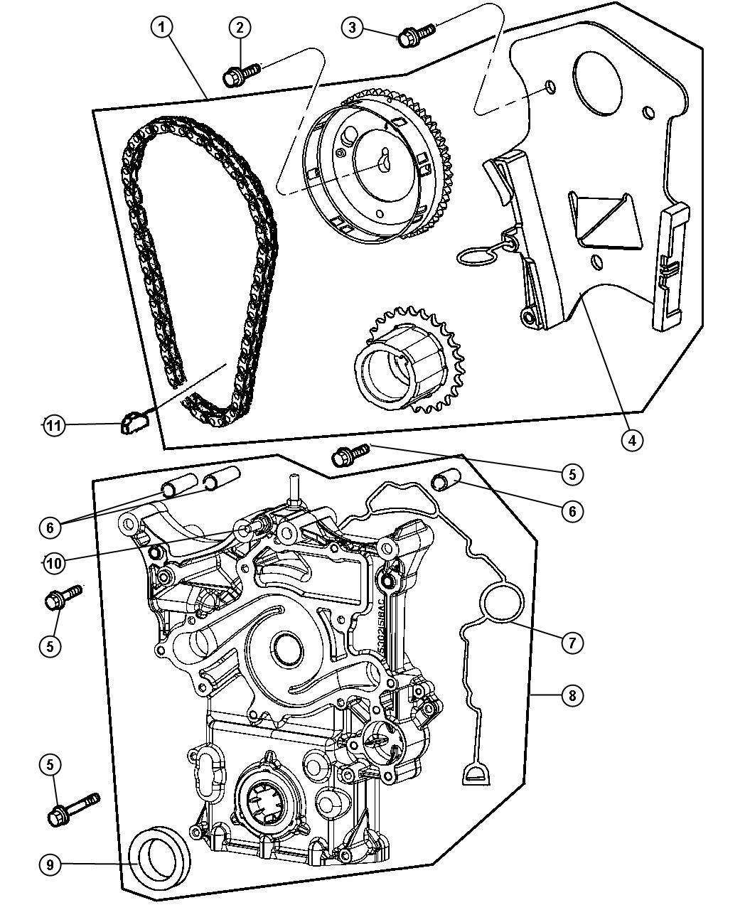 Diagram Timing Cover and Related Parts 5.7L [Engine - 5.7L SMPI V8]. for your Chrysler 300  M