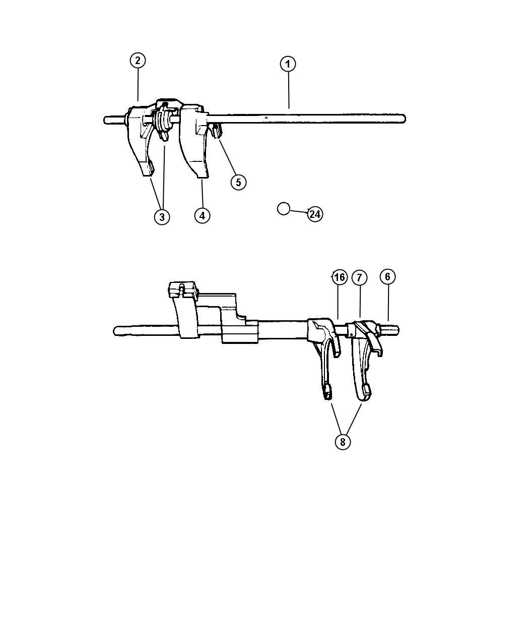 Diagram Shift Forks, Rails, Miscellaneous Parts. for your 2018 Chrysler 300 S 3.6L V6 AWD 