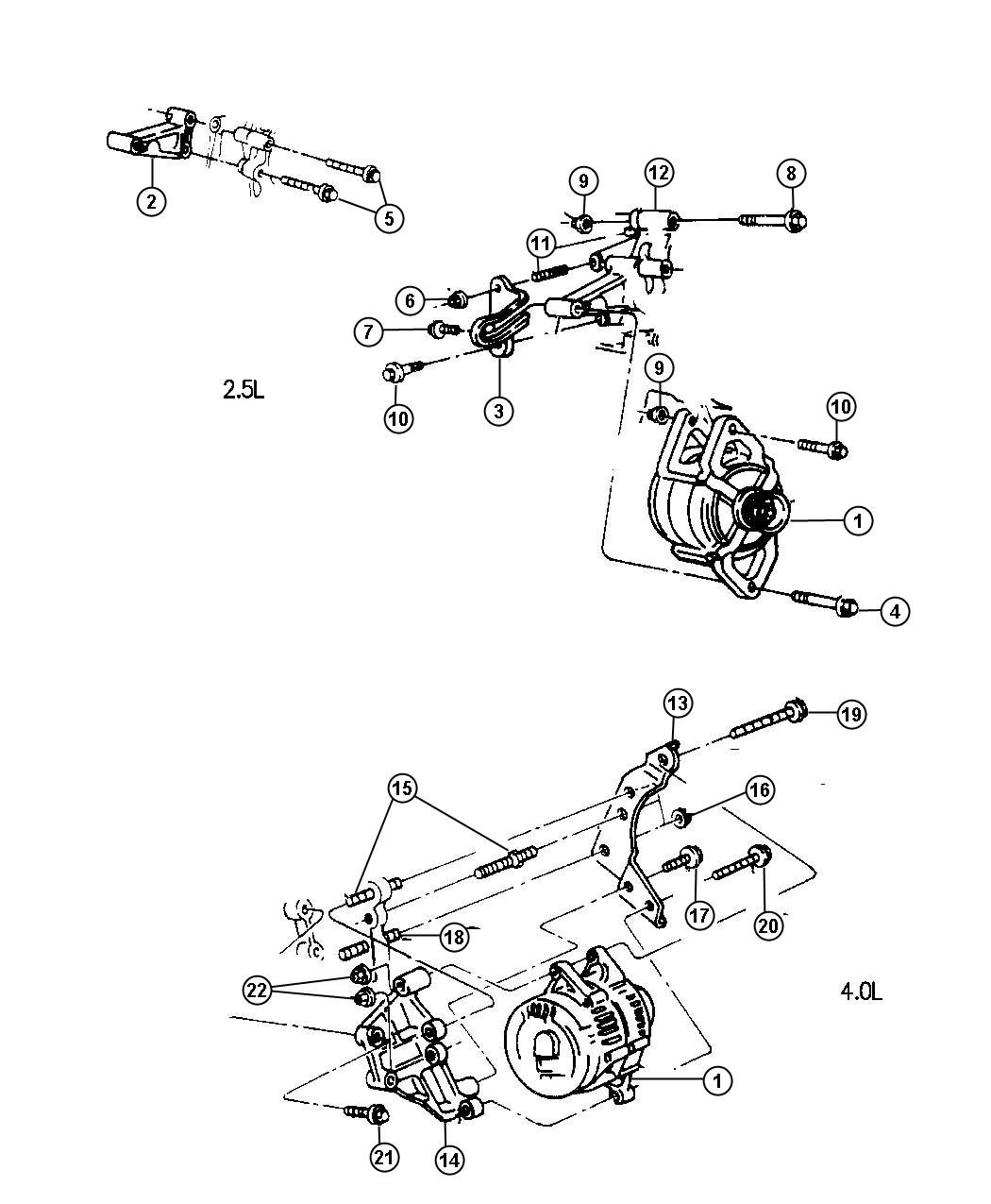 Diagram Alternator 2.5L and 4.0L Engine. for your 2003 Chrysler 300  M 