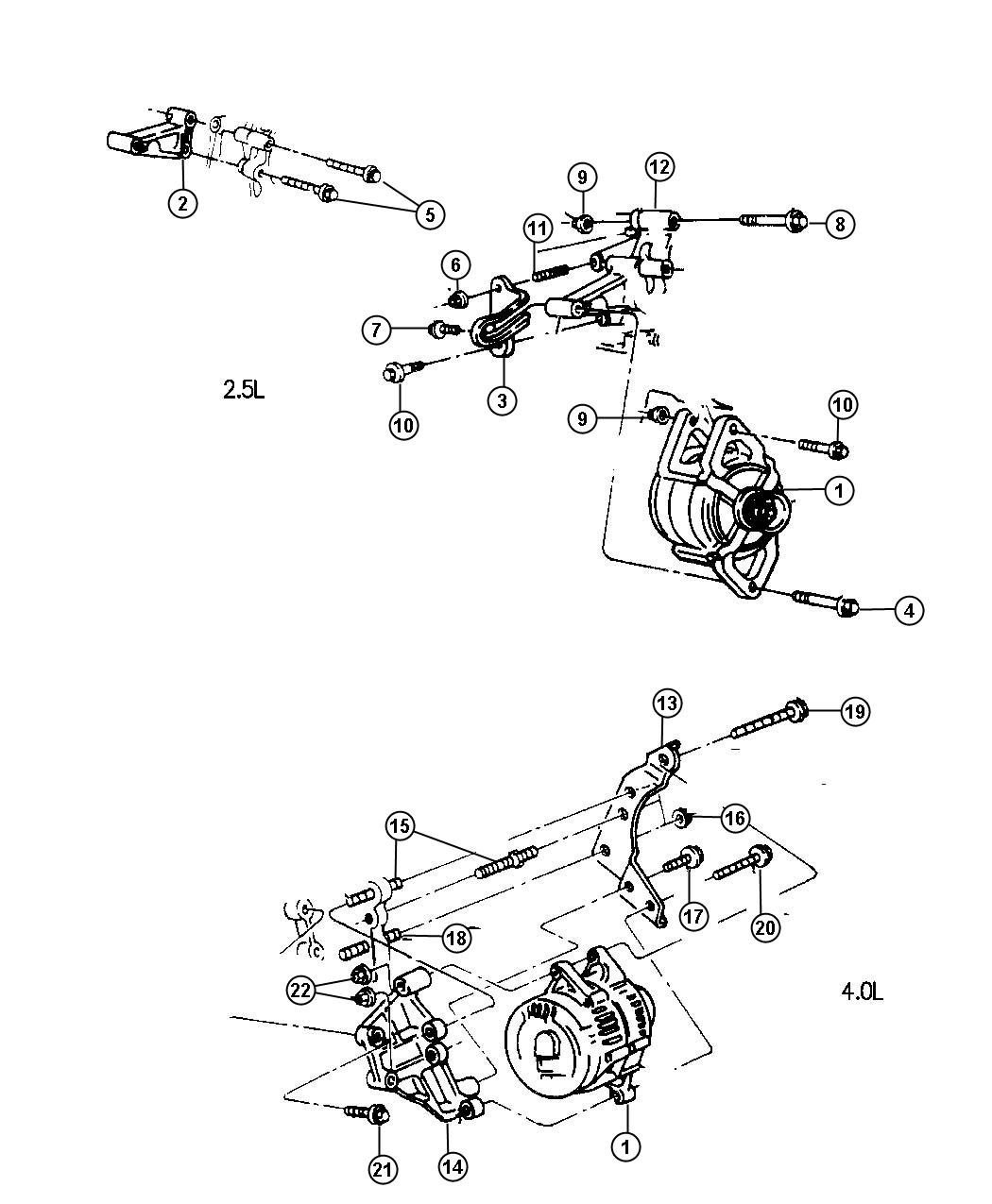 Diagram Alternator 2.5L and 4.0L Engine. for your 2003 Chrysler 300  M 