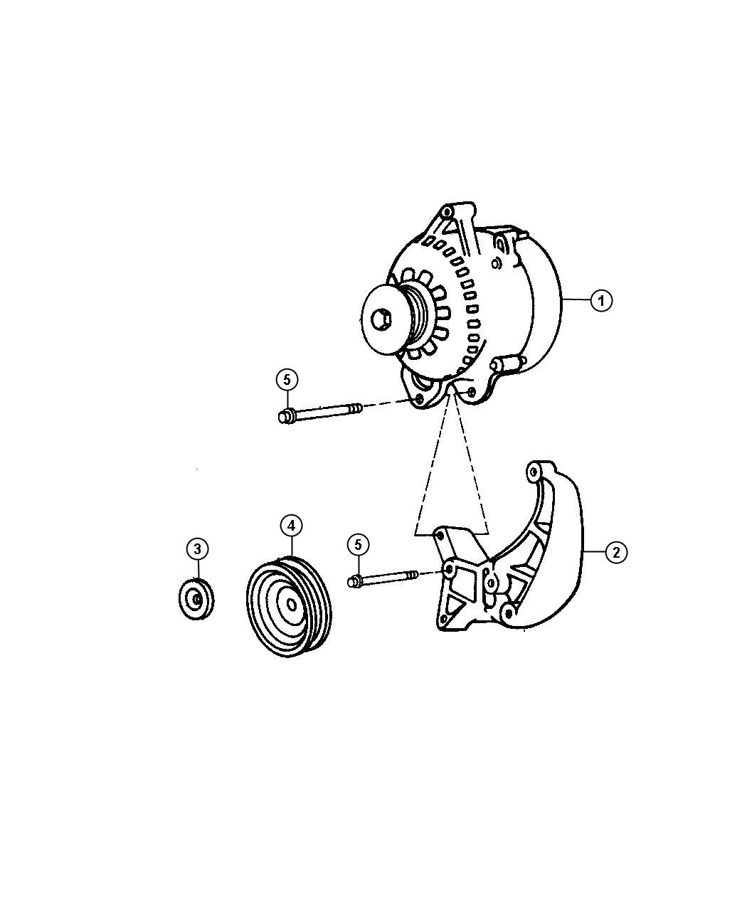 Diagram Alternator and Mounting 5.2L and 5.9L Engine. for your Jeep