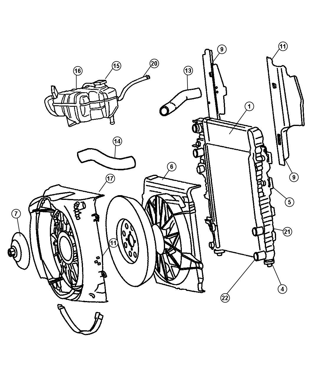 Diagram Radiator and Related Parts, 3.7L Engine. for your Jeep Liberty  