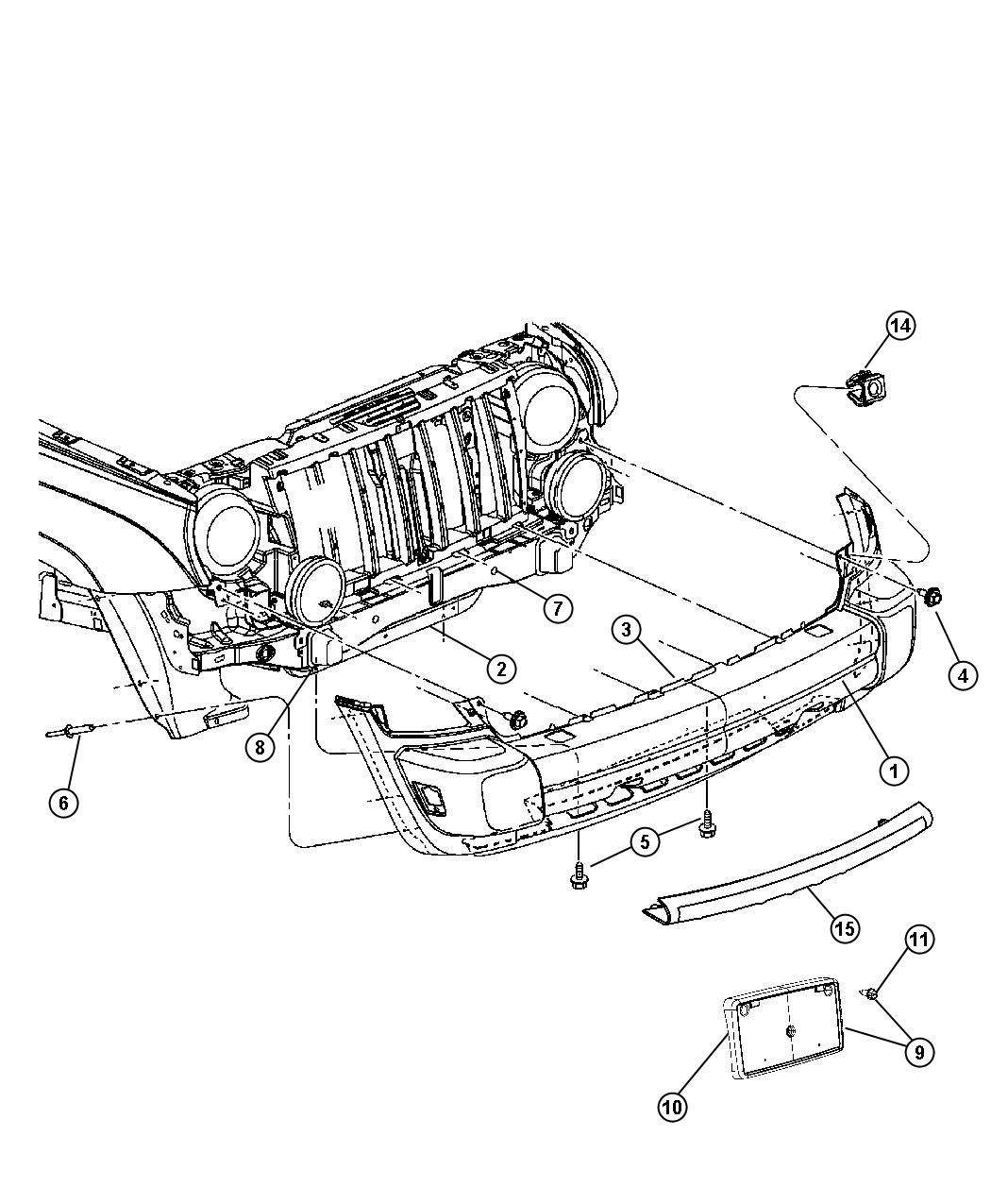 Diagram Bumper, Front. for your 2005 Jeep Liberty SPORT  