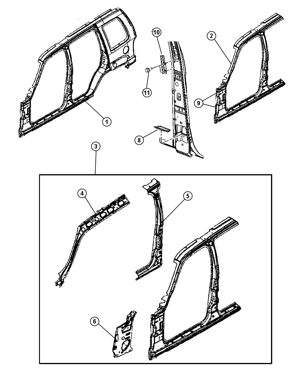 Diagram Panels, Body Side. for your Jeep Liberty  