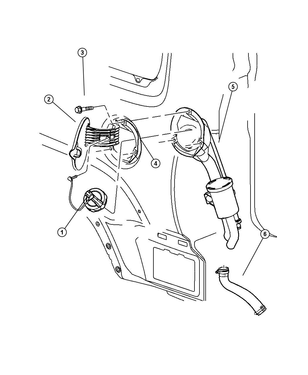 Diagram Fuel Filler Housing and Door. for your Jeep Liberty  