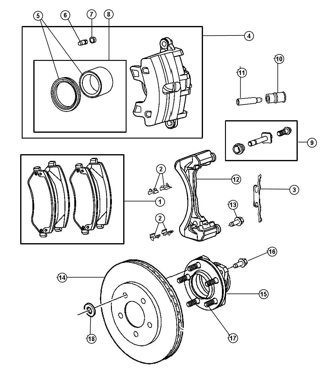 Diagram Brakes, Front. for your Dodge Grand Caravan  