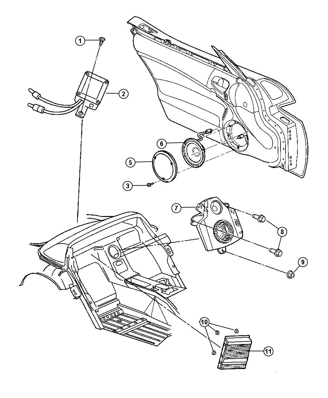 Diagram Antenna-Speakers. for your 2000 Chrysler 300  M 