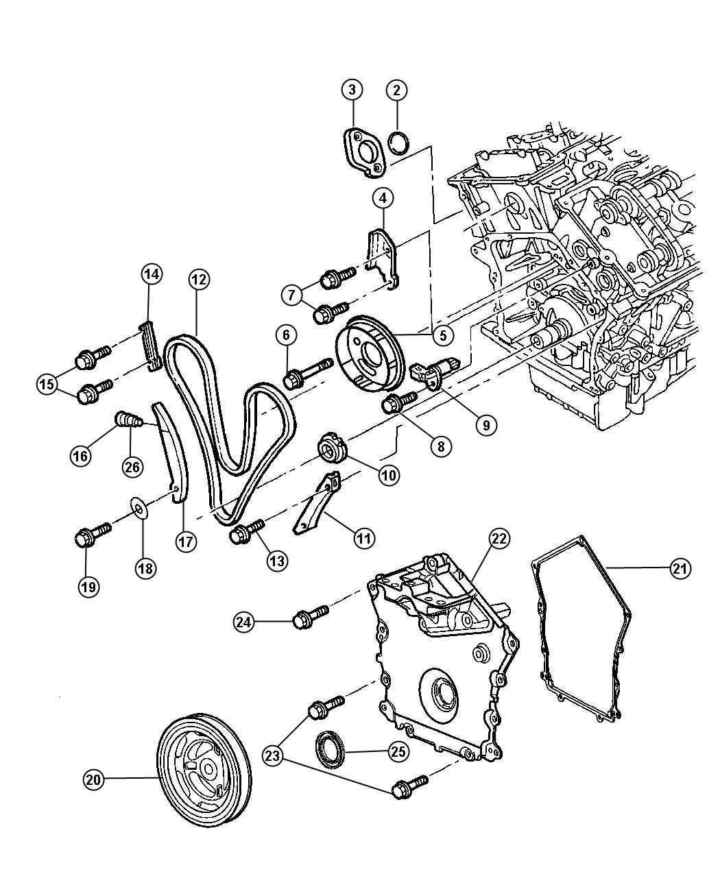 Diagram Timing Chain and Cover. for your Chrysler Sebring  