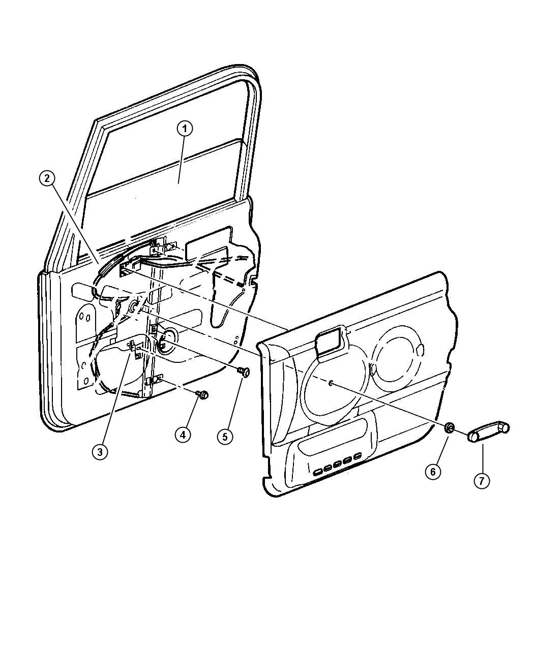 Diagram Door, Full Front Glass And Regulator. for your 2011 Jeep Wrangler   