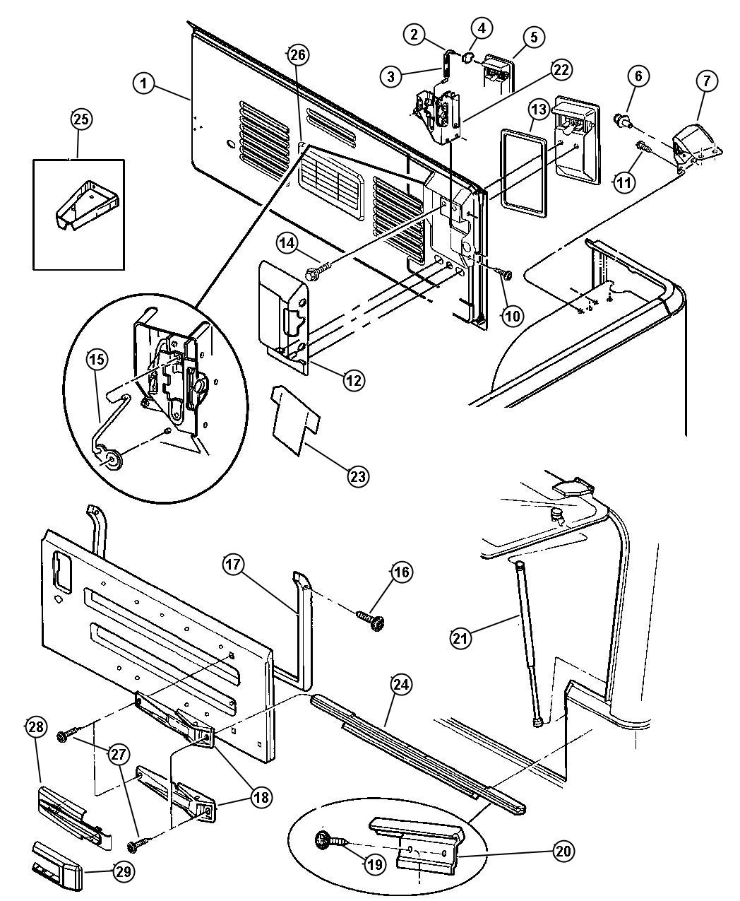 Diagram Tailgate. for your 2005 Jeep Wrangler   