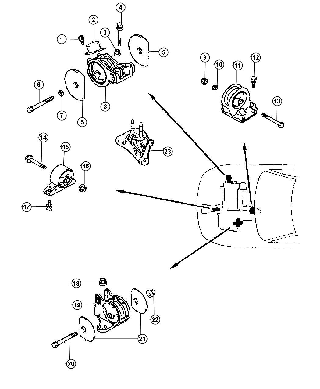 Diagram Engine Mounts 2.0L 4cyl (ECF). for your Chrysler 300  M