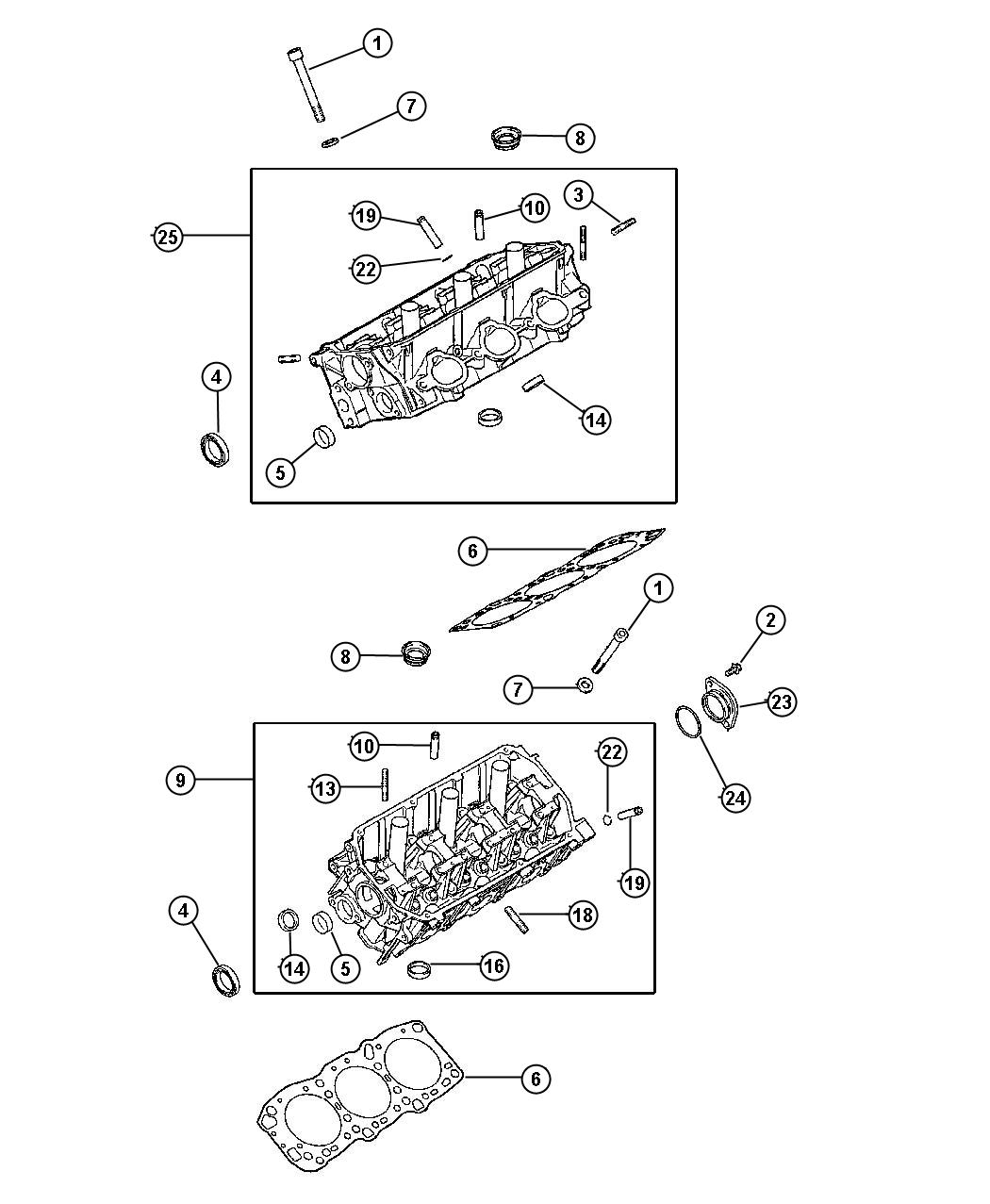 Diagram Cylinder Head 2.5L V-6 (EEB). for your Chrysler 300  M