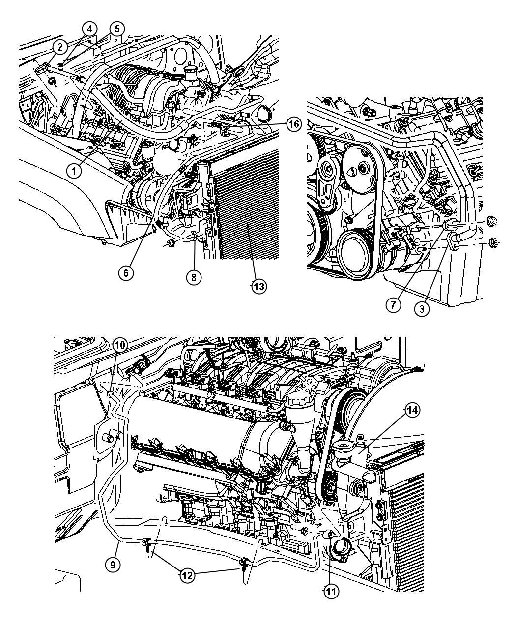 Accumulator, Condenser and Lines 5.7L Engine. Diagram