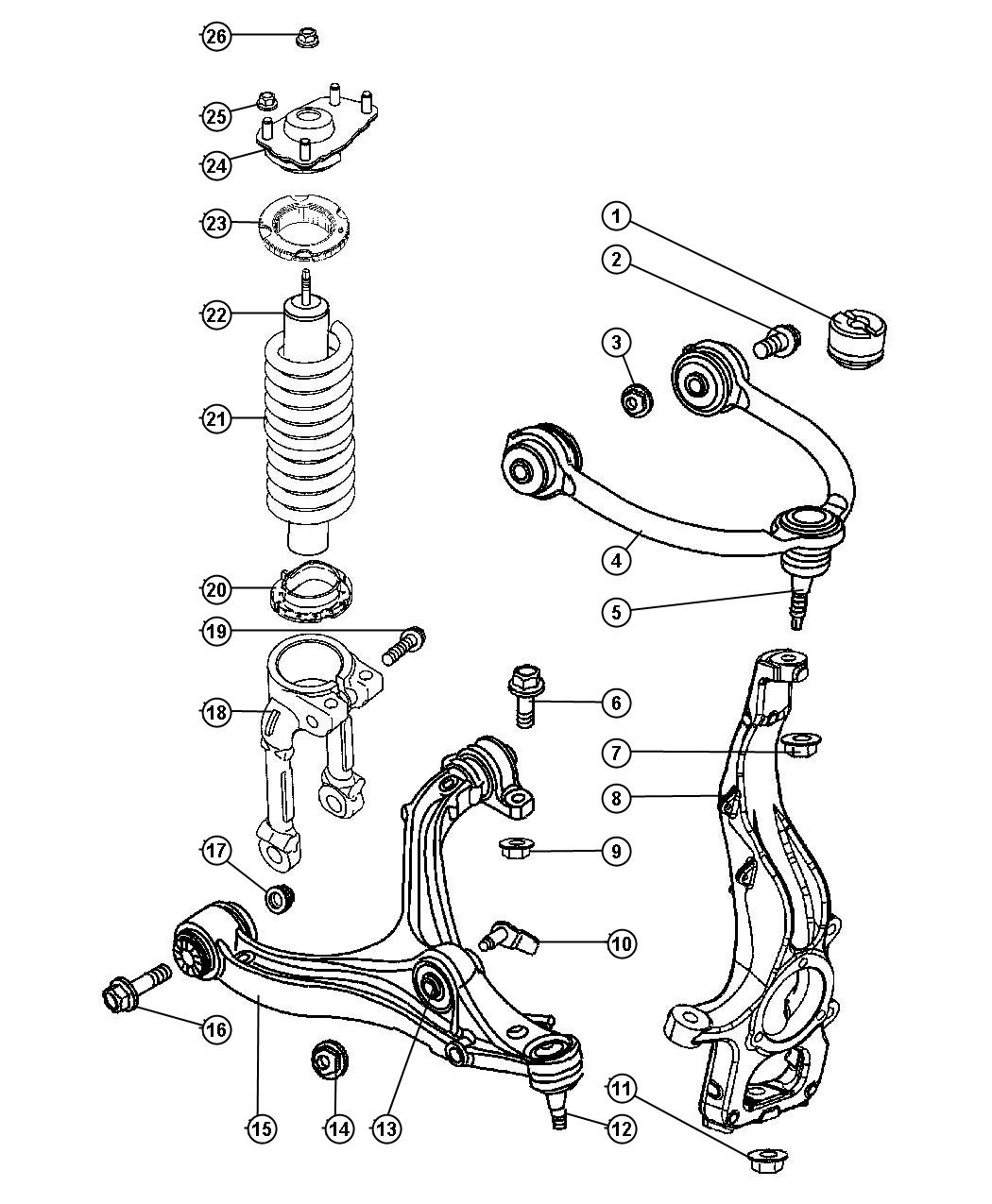 Diagram Suspension,Front,Springs,Control Arms and Shocks. for your Jeep Grand Cherokee  