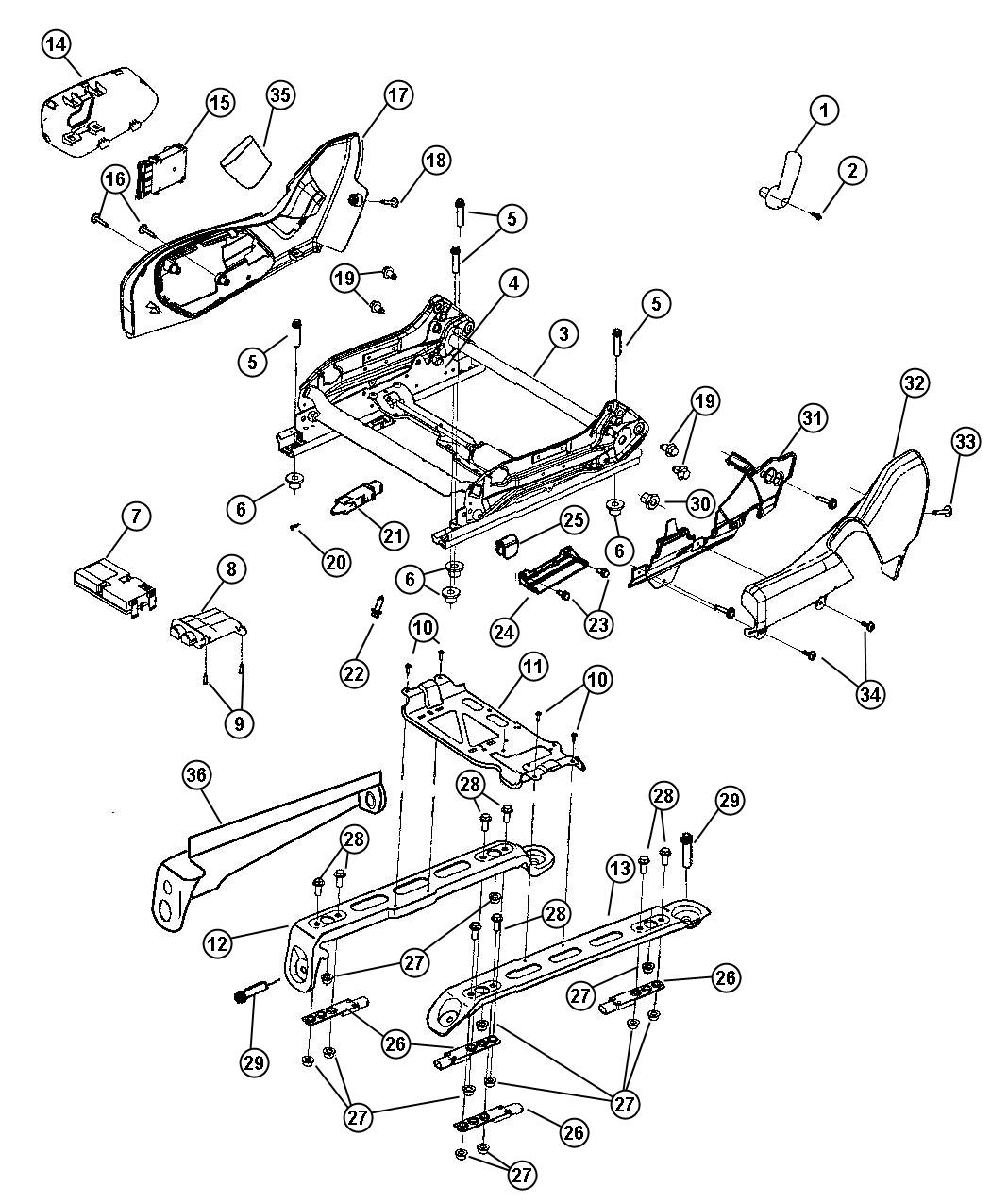 Diagram Adjuster, Recliners, Power Passenger Seat. for your Chrysler 300  M