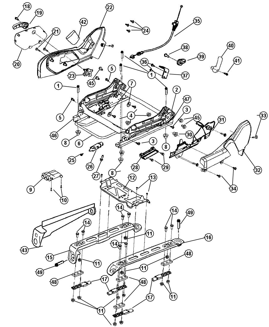 Diagram Adjuster, Recliners, Manual Passenger Seat. for your 2005 Dodge Stratus   