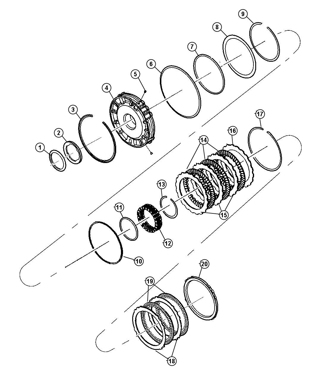 Diagram 2 and 4 Clutch Retainer. for your 2007 Ram 1500   