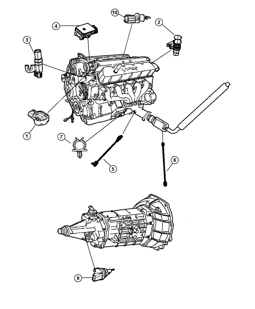 Diagram Sensors, Power Train. for your 2002 Dodge Ram 1500   