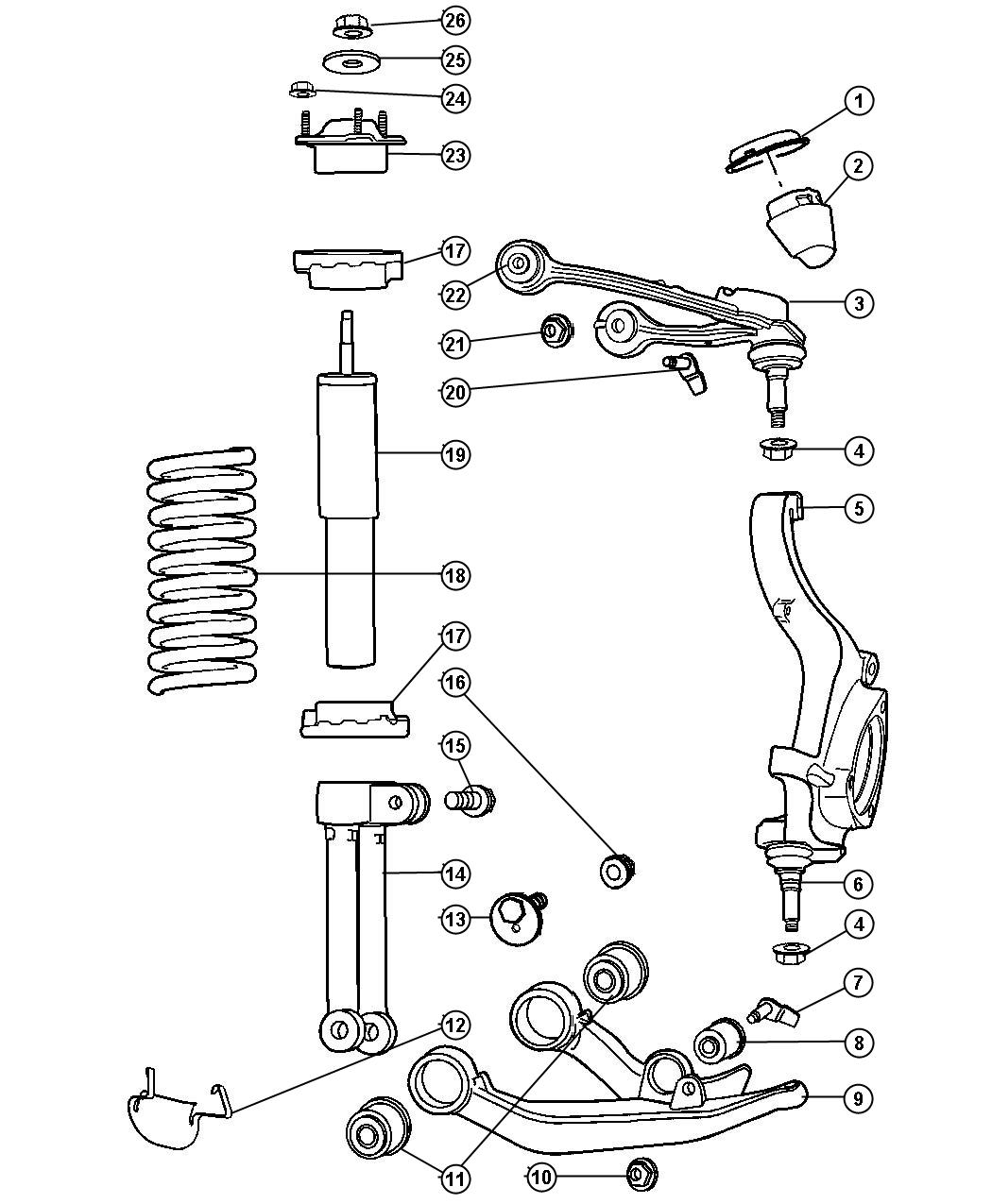 Diagram Suspension,Front and Strut. for your 2005 Jeep Liberty   